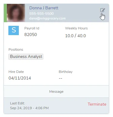 Edit employee information