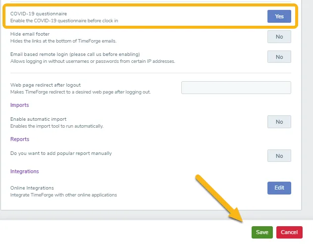 Enable questionnaire