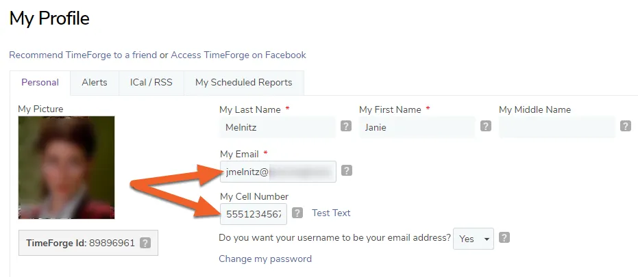 Enter your email address and cell phone number