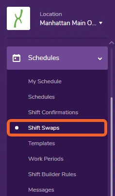 From the pending Shift Swaps page