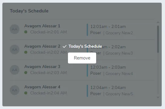 Hover over a widget to Add or Remove