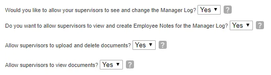 How do I change whether Supervisors can access the Manager Log?