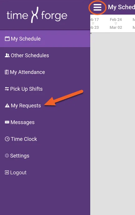 Open the My Requests page