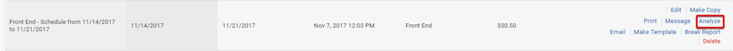 Option 2: Analyze from the employee schedule page.