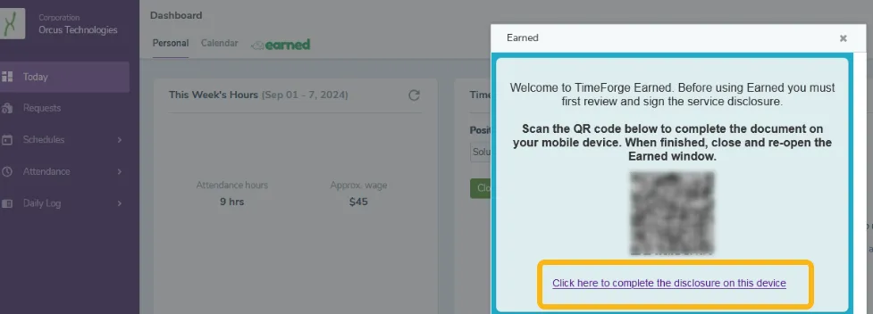 Review and sign Earned service disclosure