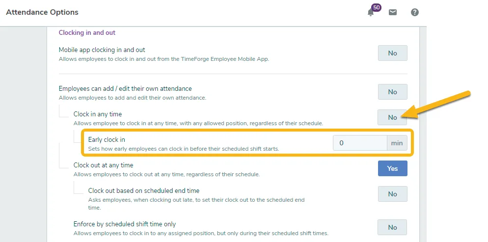 Scroll down to the section titled “Clocking in and out”