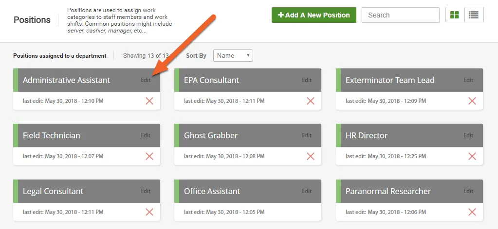 Select a position from your list