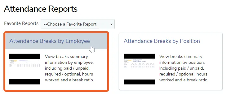 Select a report