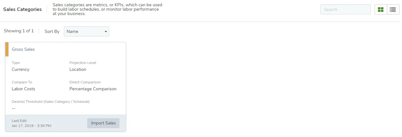 Select a Sales Category