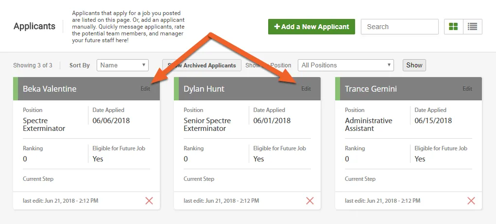 Select an applicant to review