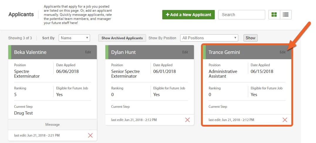 Select an applicant