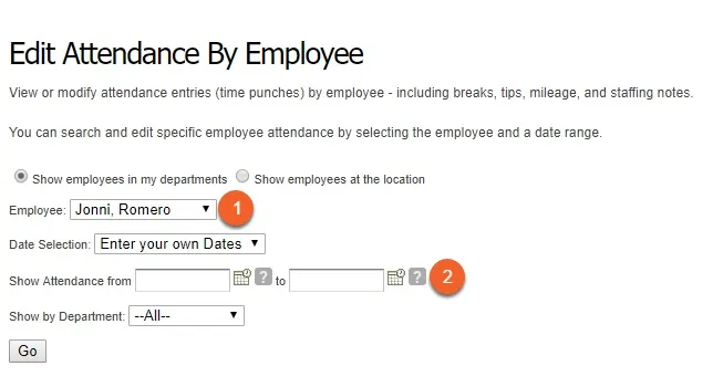 Select the employee and date.
