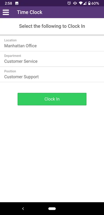 Select your location, department, and position