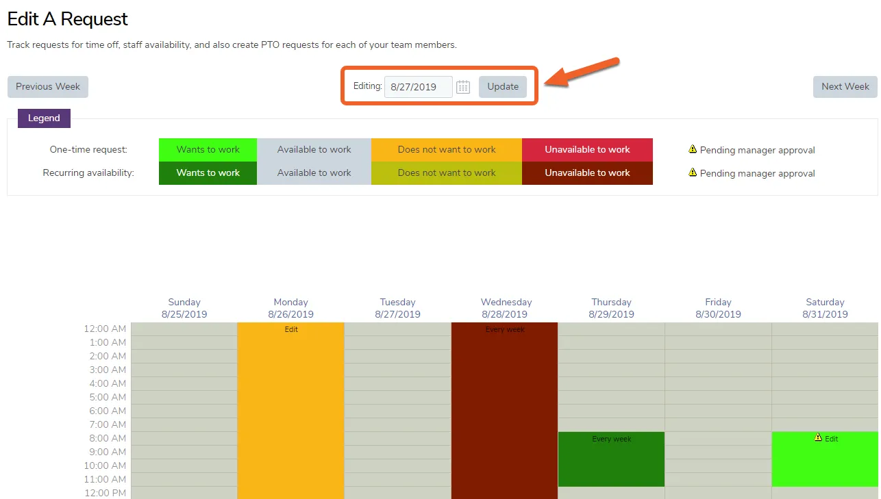 View the Request Calendar