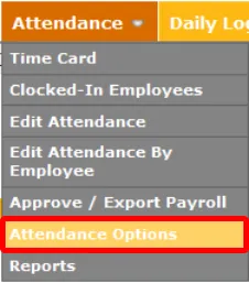 In TimeForge, go to the “Attendance Options” page. 
