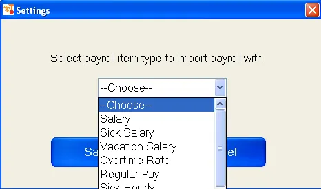 Choose the Payroll Item Type