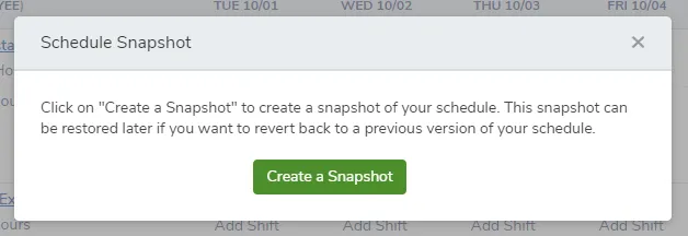 Click the Create a Snapshot button