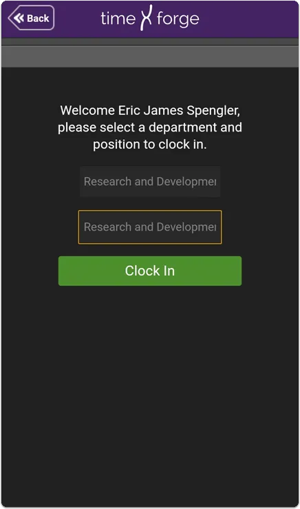 Clock in the employee