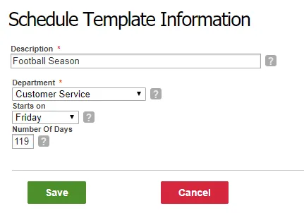 Create a schedule template for any length of time