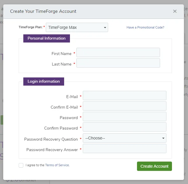 Create your TimeForge Account