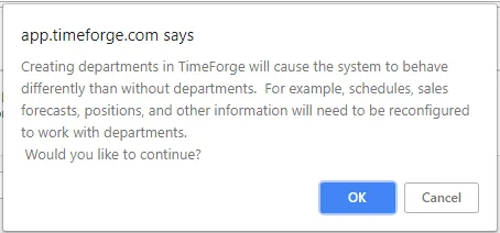 Enable Departments in TimeForge
