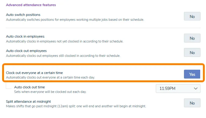 Enabling Automatic Clock Outs