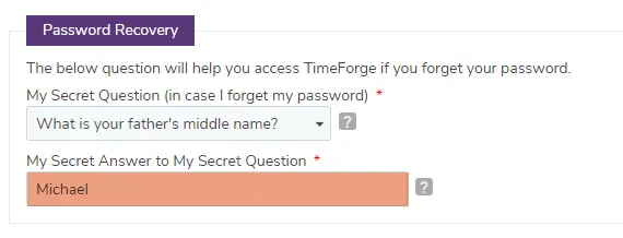 Enter your secret answer
