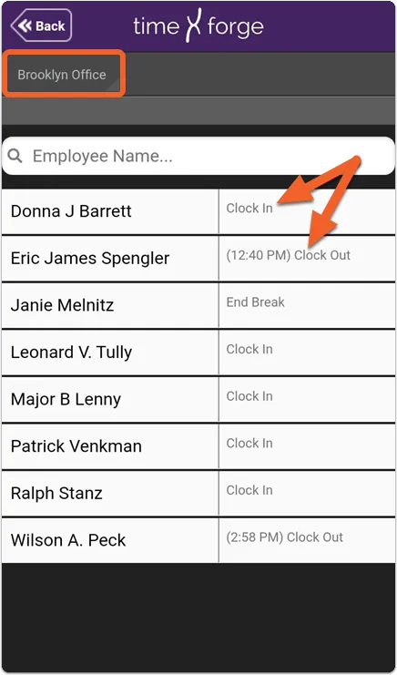 Inside TimeClock Mode