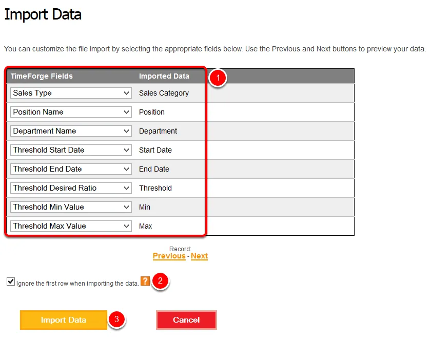 Map the fields and import the data.