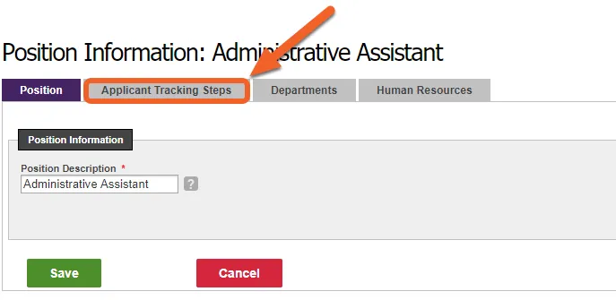 Open the Applicant Tracking Steps tab