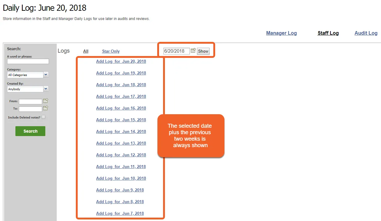 (Optional) Use the date picker to select a previous date