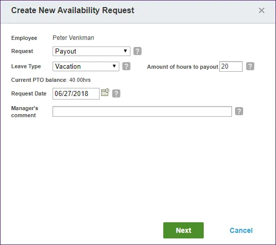 Request a PTO payout