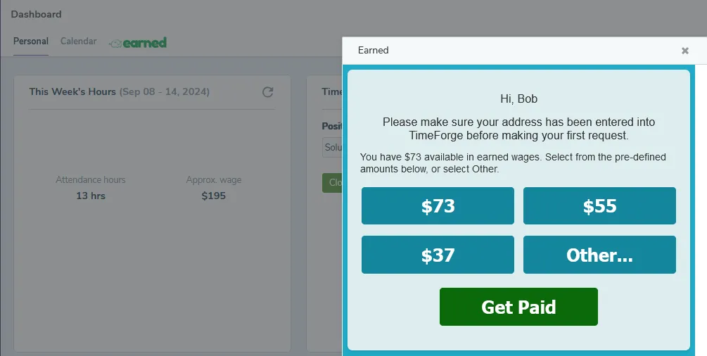 Requesting early access to your wages