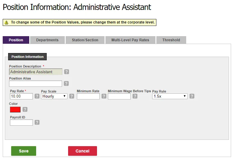 Review and edit the details for a specific position