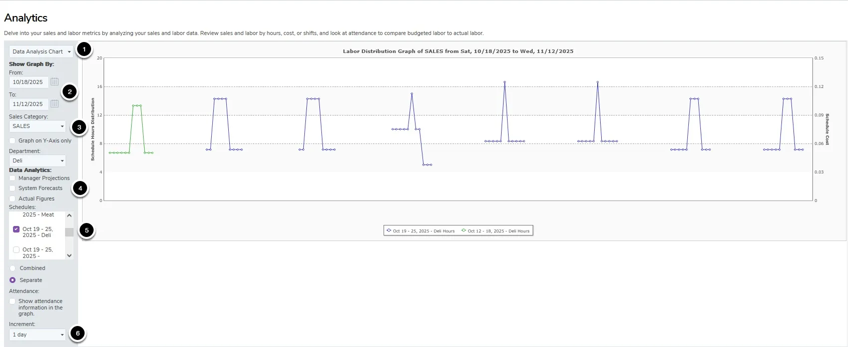 Sales Analytics with employee schedules.