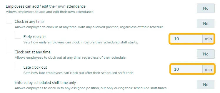 Scroll down to the section titled “Clocking in and out”
