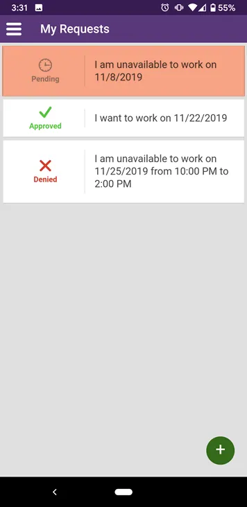 Select a request to edit/delete