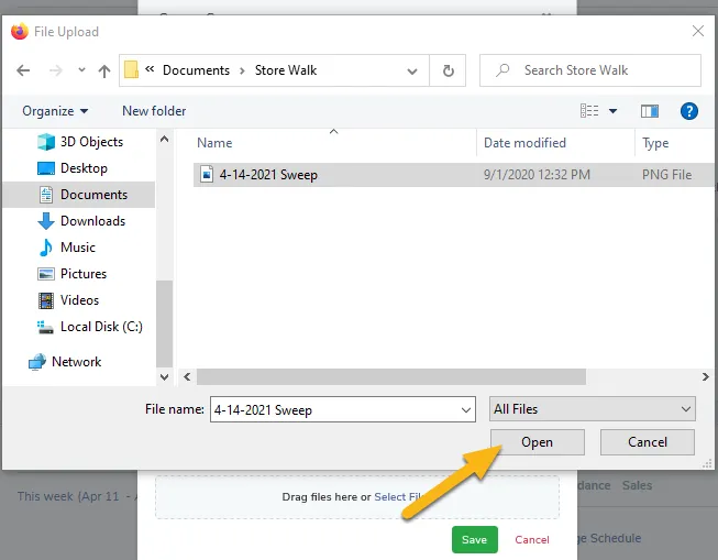 Select file and upload
