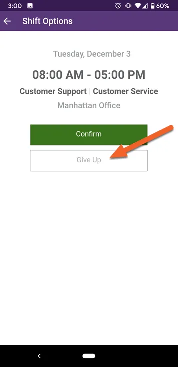 Tap the Give Up button
