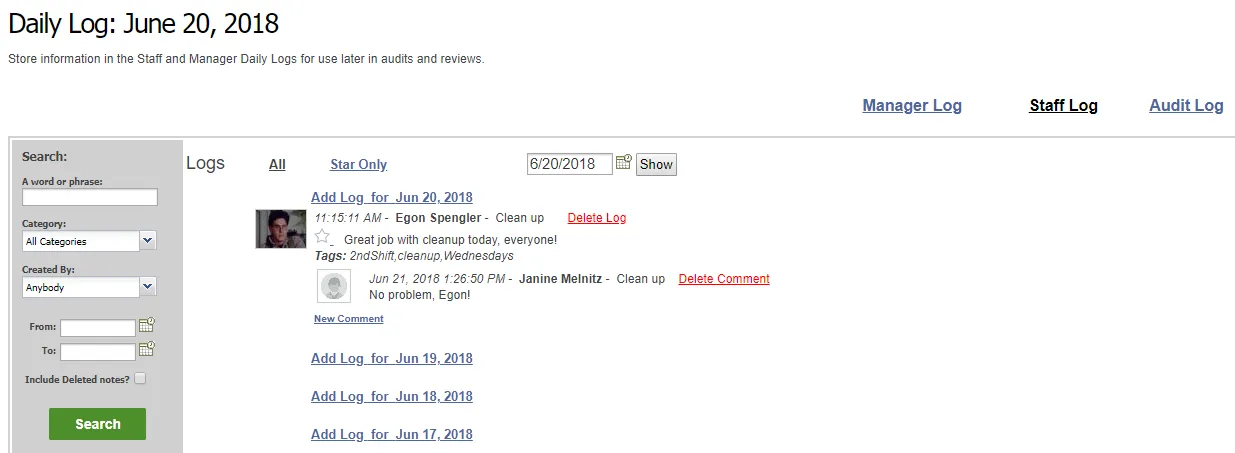 The Staff Log