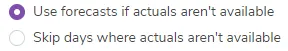 3. Use forecasts if actuals aren’t available? Or skip?