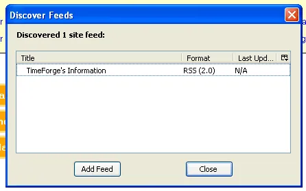 Add the TimeForge data to your RSS reader - Step 2