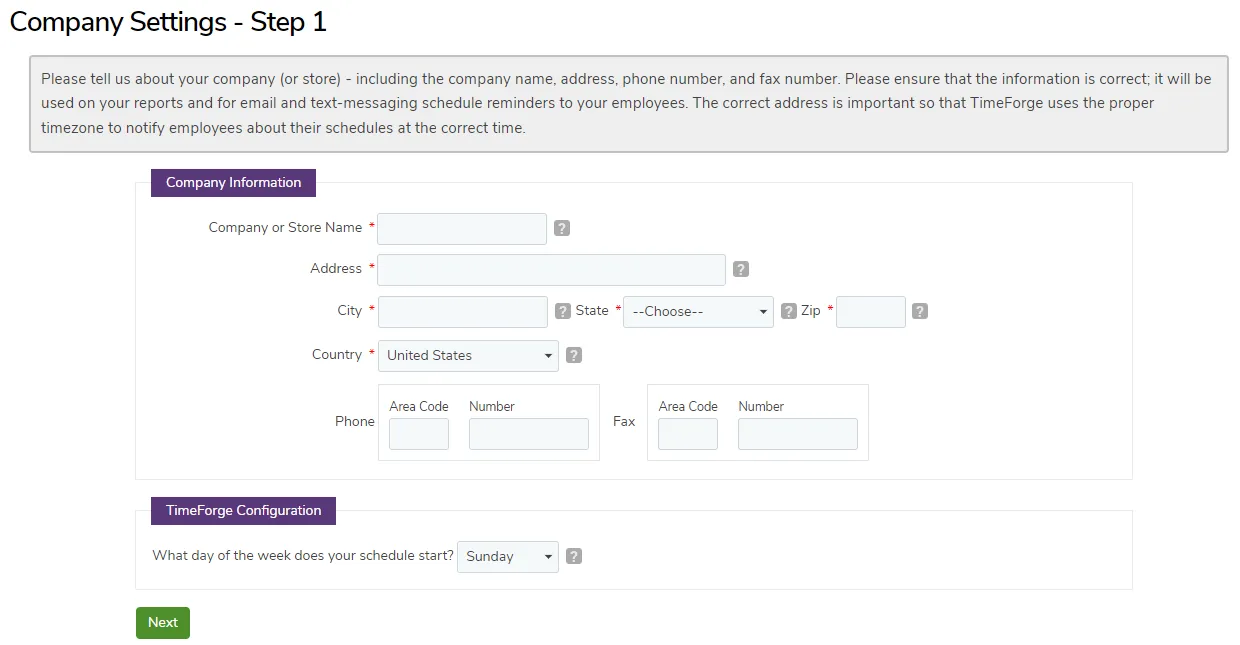 Add your company details