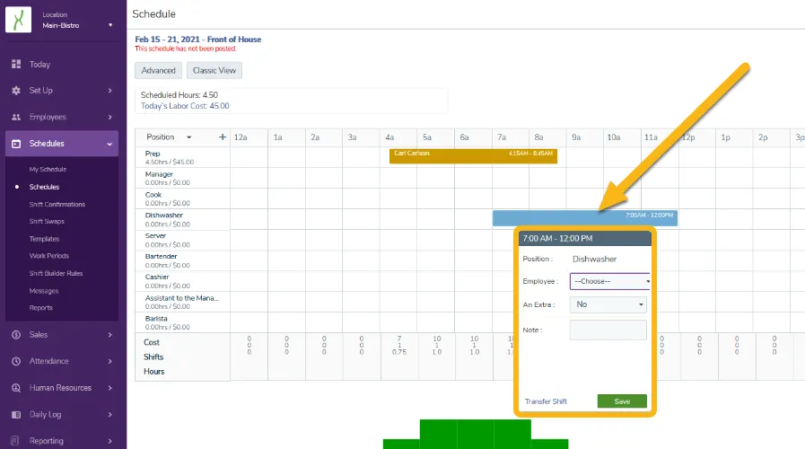 Assign shifts by dragging and dropping them