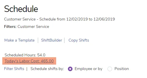 Check the daily labor cost
