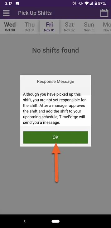 Click OK to acknowledge warning