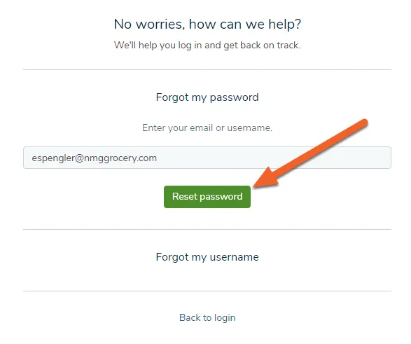 Click the ‘Reset password’ button