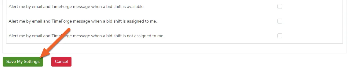 Click the Save My Settings button to save your changes
