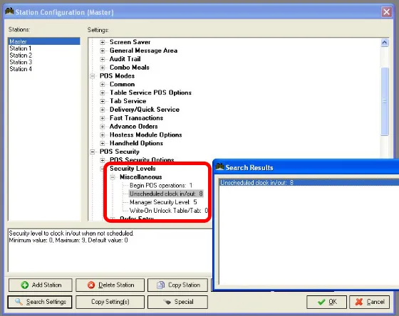 Configure Clock In Override Security Levels