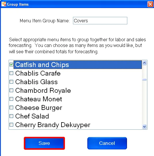 Create or modify a menu item group.